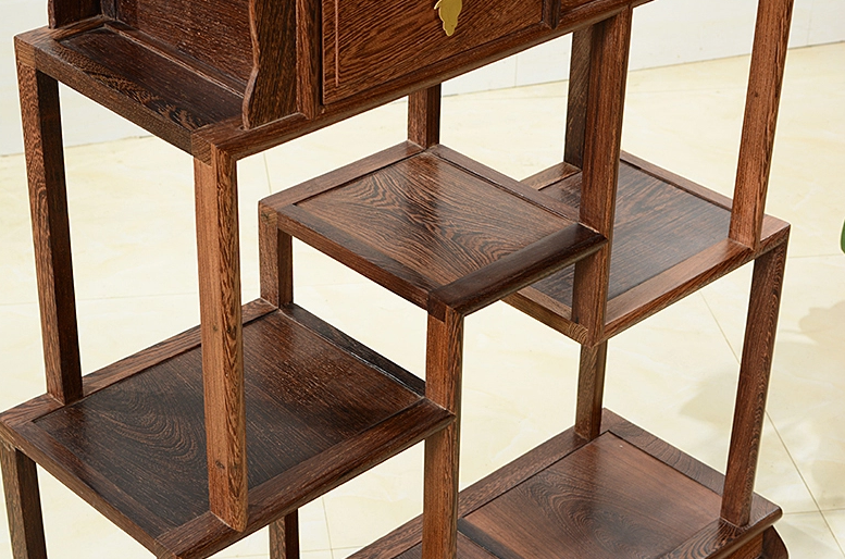 中式古典雞翅木博古架，實(shí)木圓形博古架