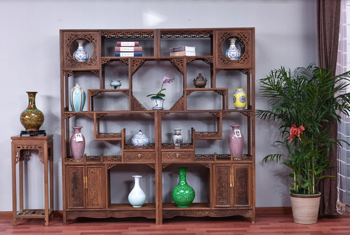 古典雕花家具，紅木雞翅木中式博古架