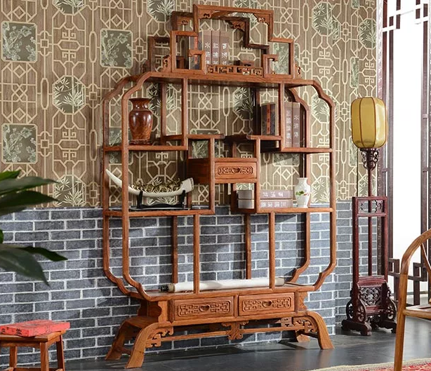 刺猬紫檀木置物架古董架，中式實(shí)木寶瓶博古架