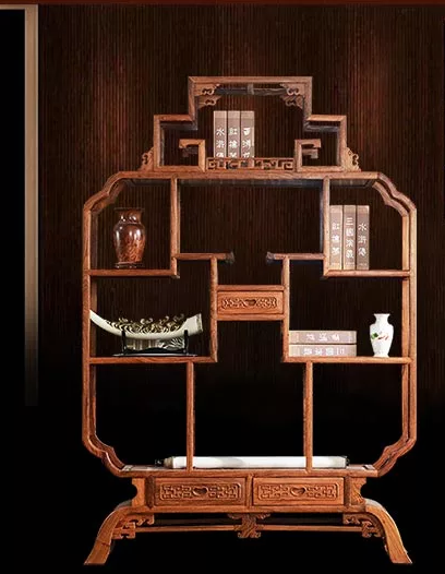 刺猬紫檀木置物架古董架，中式實(shí)木寶瓶博古架