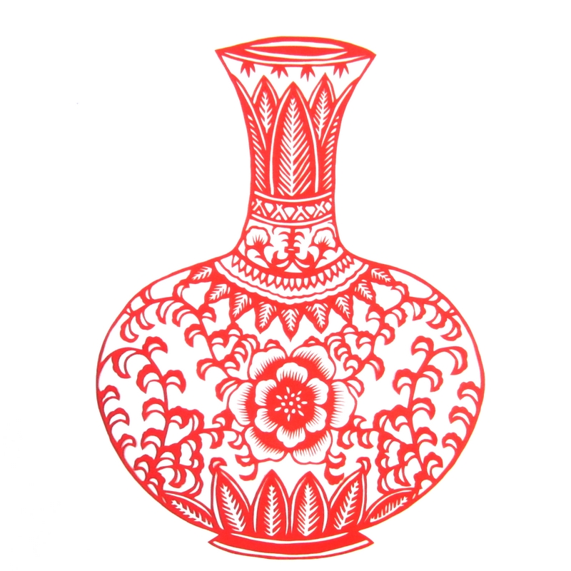 11款精美手工紅花瓷剪紙，茶壺剪紙工藝品