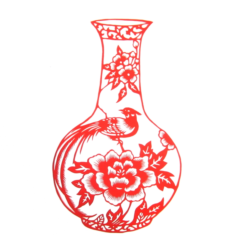 11款精美手工紅花瓷剪紙，茶壺剪紙工藝品