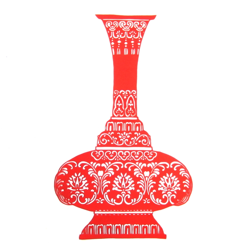 11款精美手工紅花瓷剪紙，茶壺剪紙工藝品