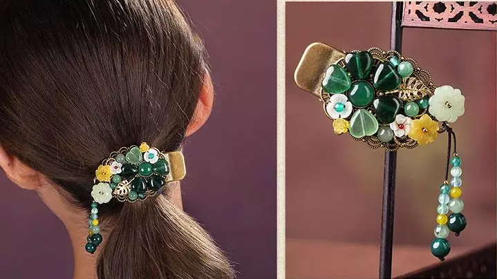 時尚家佳樂文學(xué)精致彩玉裝飾古風(fēng)發(fā)夾頭飾
