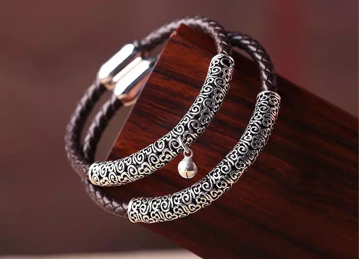 家佳樂(lè)文學(xué)古風(fēng)牛皮情侶手環(huán)手鏈簡(jiǎn)約銀首飾