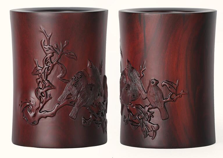 黃花梨筆筒，筆筒中的君子