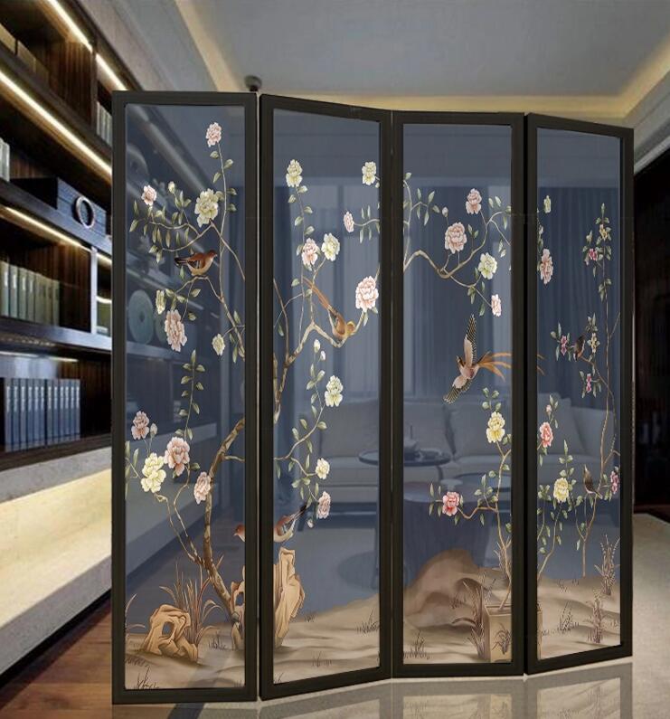 中式古典屏風(fēng)，云母屏風(fēng)燭影深