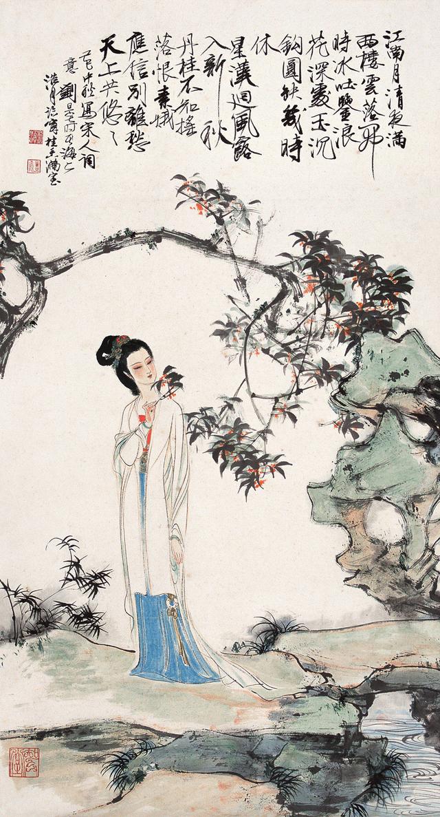 劉旦宅仕女圖，畫美人美淺墨繪