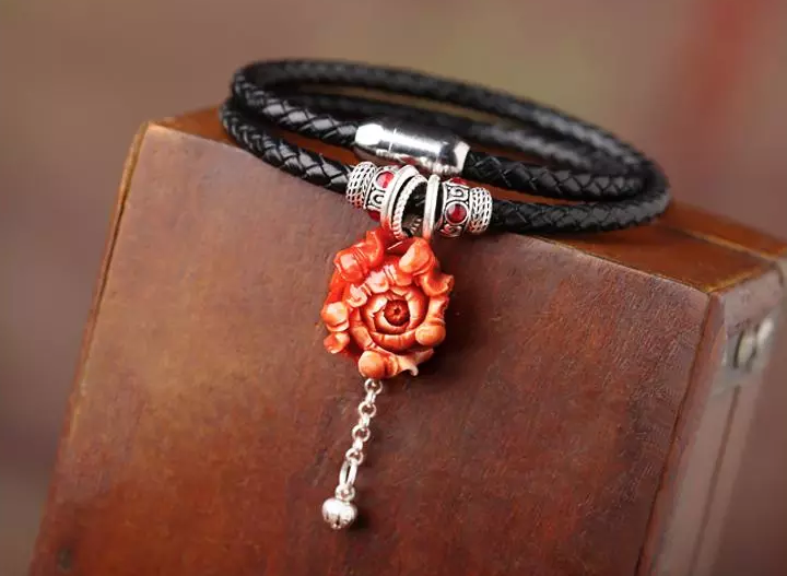 時尚家佳樂文學紅色立體花朵吊墜項鏈首飾