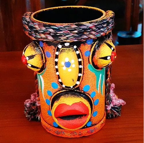 云南東巴筆筒，民族風(fēng)創(chuàng)意手工彩繪筆筒