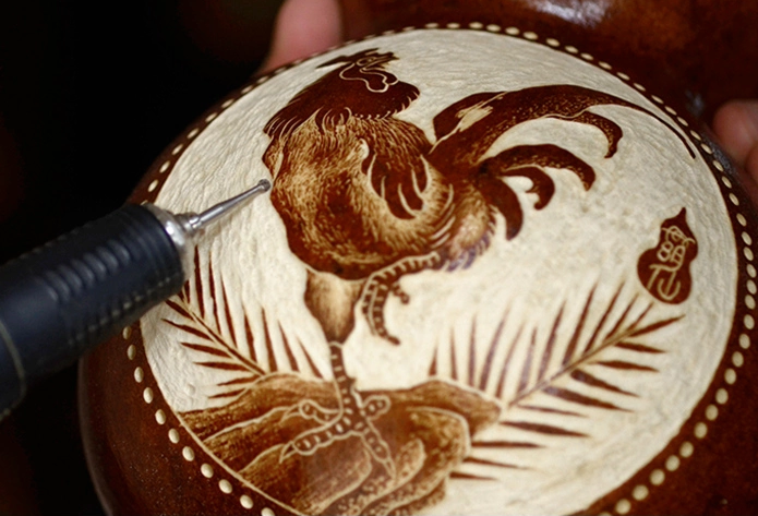 三款天然葫蘆工藝品，手工鏤空復(fù)古葫蘆花瓶