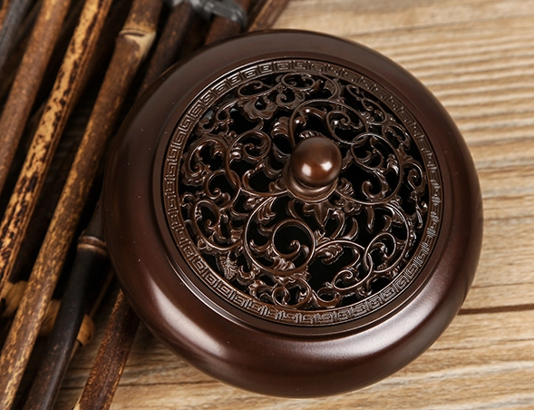 花開富貴香爐，鏤空仿古紫銅熏香爐