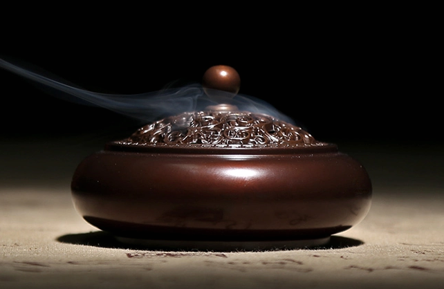 花開富貴香爐，鏤空仿古紫銅熏香爐