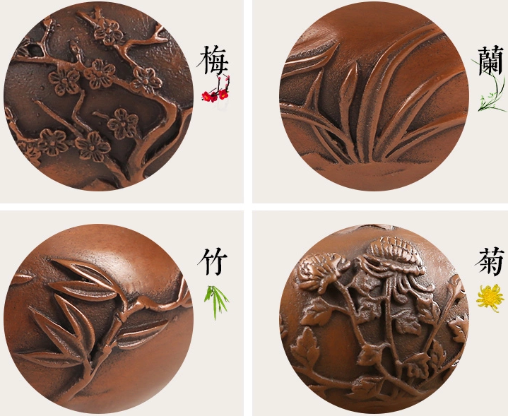 四季花卉香爐，鏤空仿古紫銅熏香爐