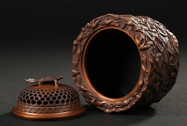 千鶴紫銅香爐，仿古純銅熏香爐
