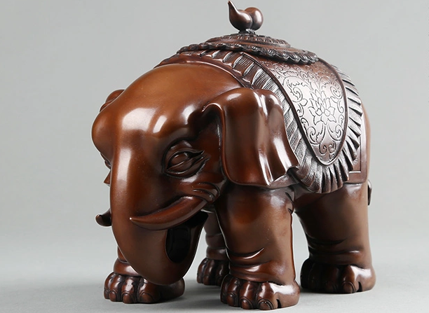 大象紫銅香爐，仿古熏香爐