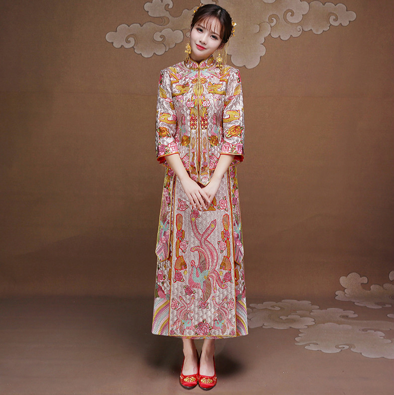 復(fù)古時尚中式禮服，唯美家佳樂文學(xué)新娘禮服