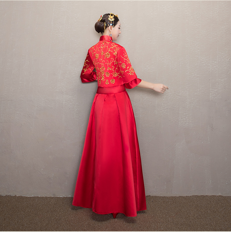 簡單大氣中式禮服，優(yōu)雅復古時尚家佳樂文學新娘禮