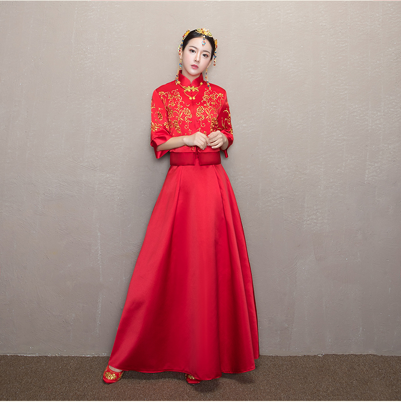 簡單大氣中式禮服，優(yōu)雅復古時尚家佳樂文學新娘禮