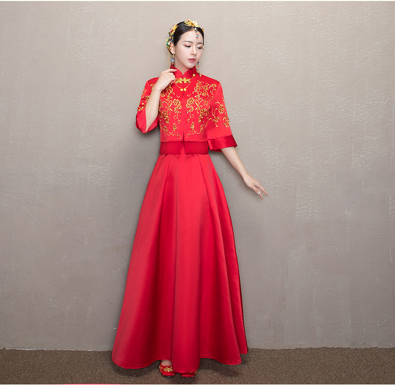 簡單大氣中式禮服，優(yōu)雅復古時尚家佳樂文學新娘禮