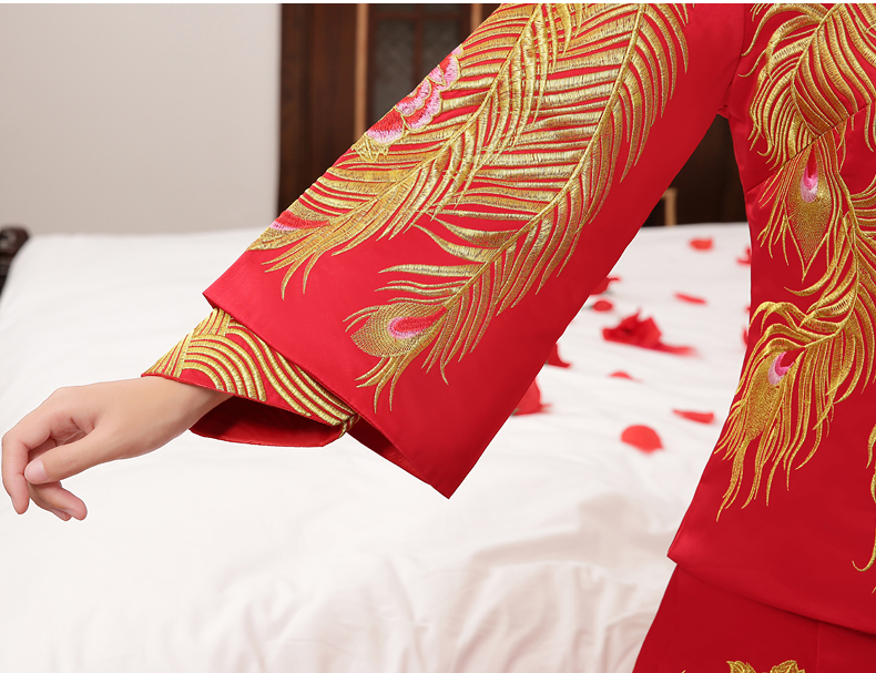 典雅復(fù)古中式禮服，復(fù)古時(shí)尚家佳樂文學(xué)新娘禮服