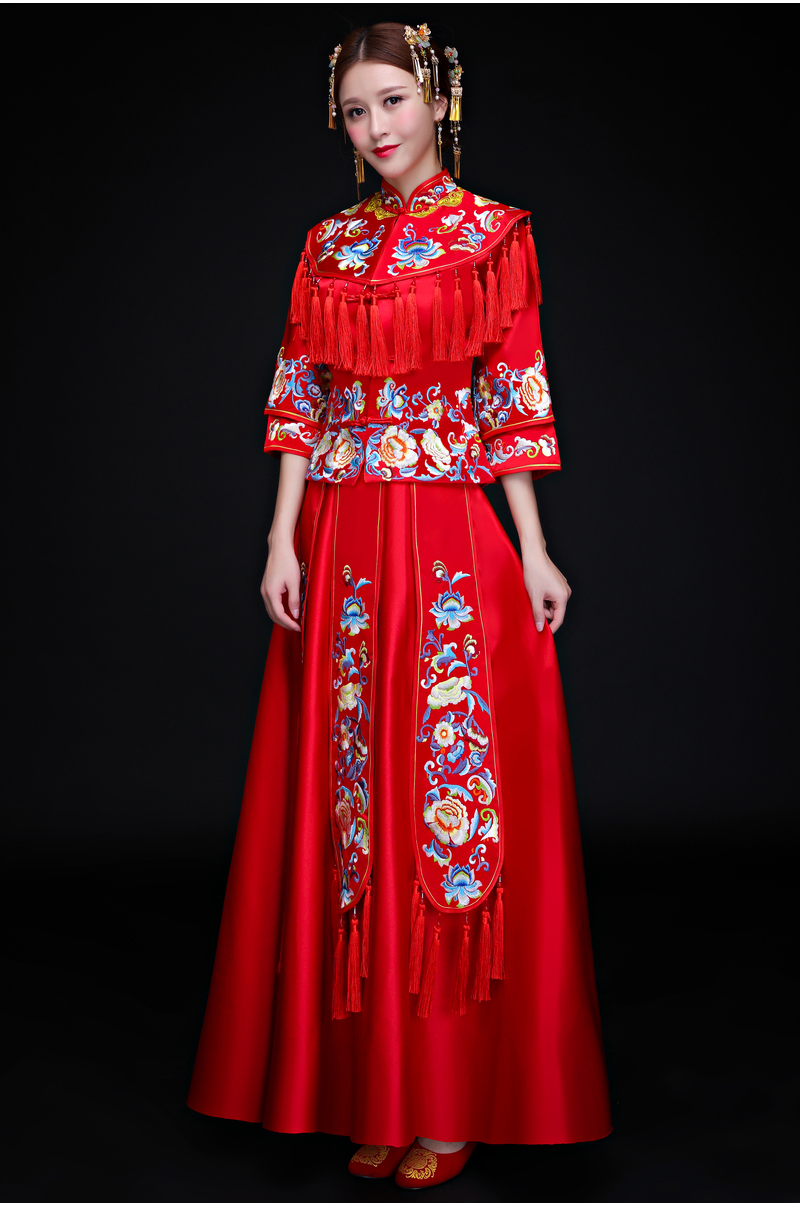 古典時(shí)尚中式禮服，家佳樂(lè)文學(xué)新娘禮服