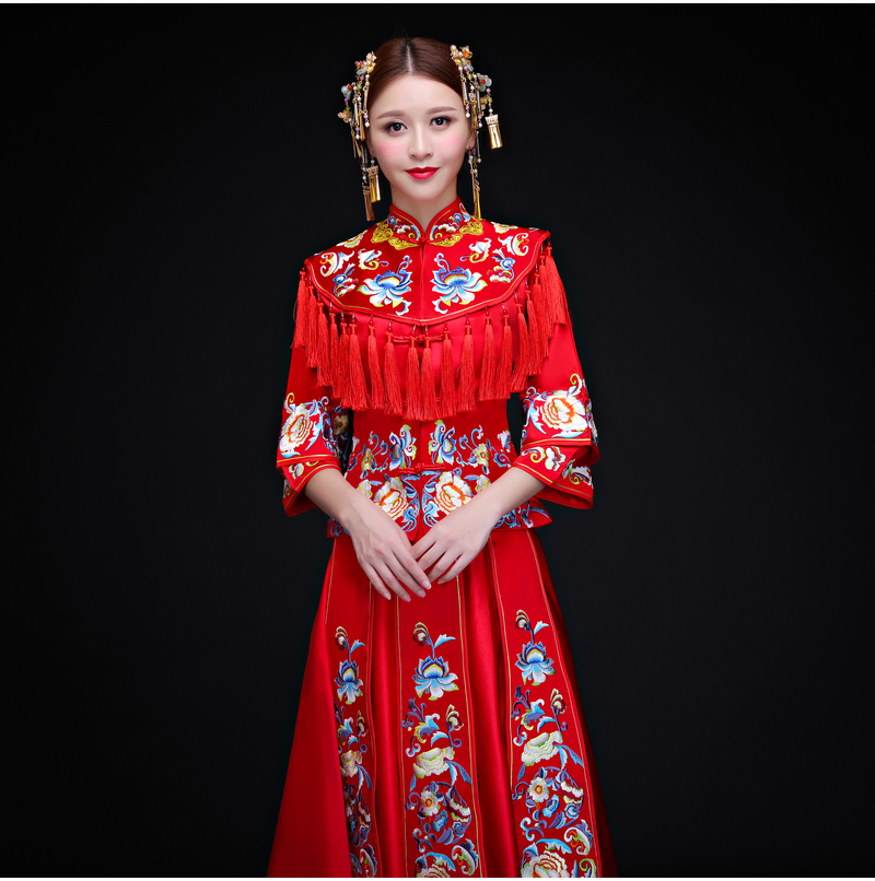 古典時(shí)尚中式禮服，家佳樂(lè)文學(xué)新娘禮服