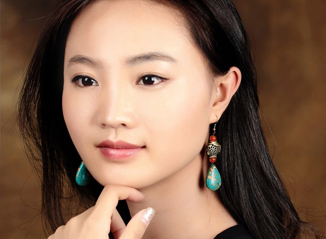 魚水滴形松石耳環(huán)，古典復古風首飾