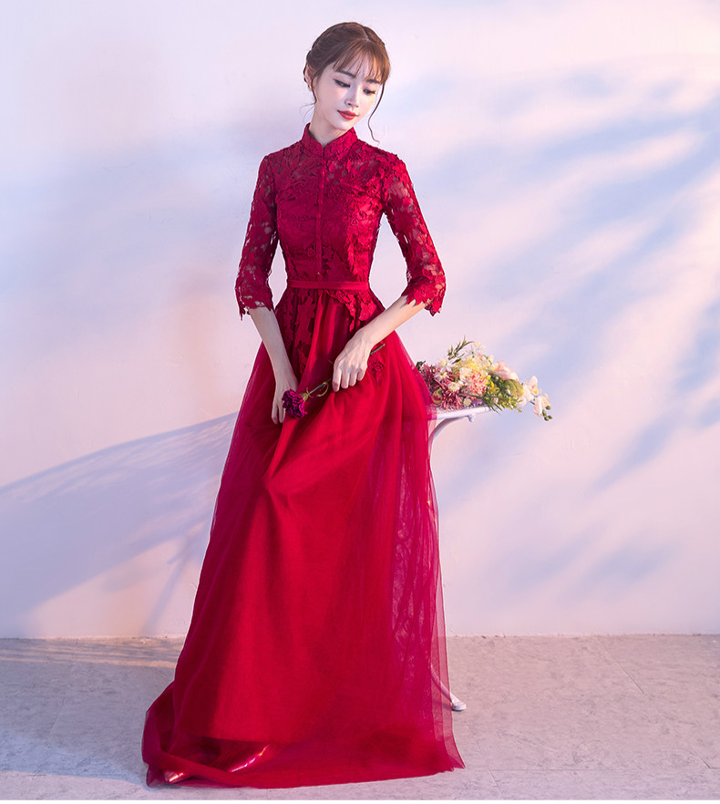 復古蕾絲中式禮服，優(yōu)雅時尚晚禮服