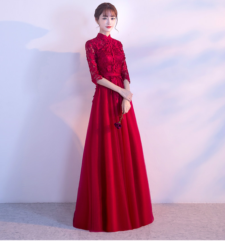 復古蕾絲中式禮服，優(yōu)雅時尚晚禮服