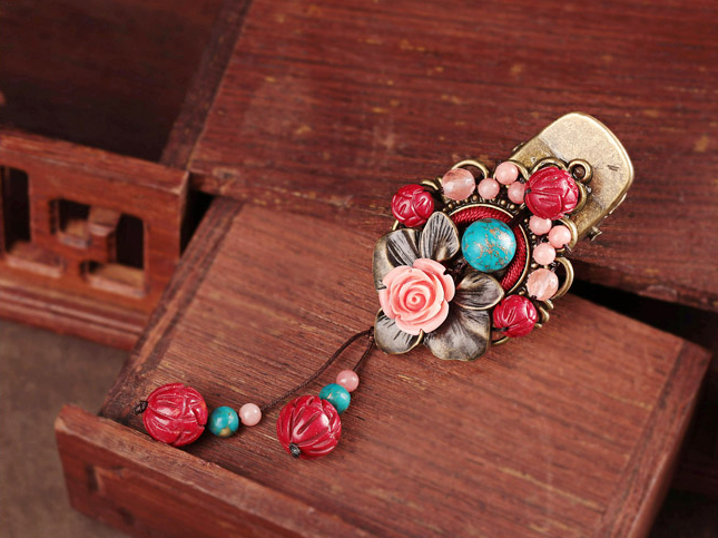 嬌顏家佳樂文學(xué)發(fā)夾復(fù)古頭花頭飾