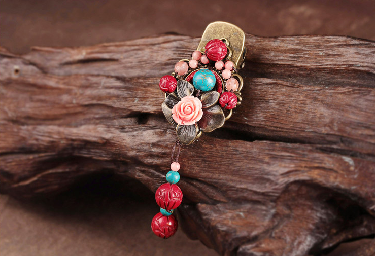 嬌顏家佳樂文學(xué)發(fā)夾復(fù)古頭花頭飾