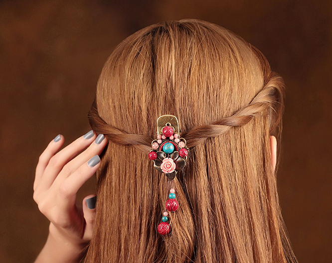 嬌顏家佳樂文學(xué)發(fā)夾復(fù)古頭花頭飾