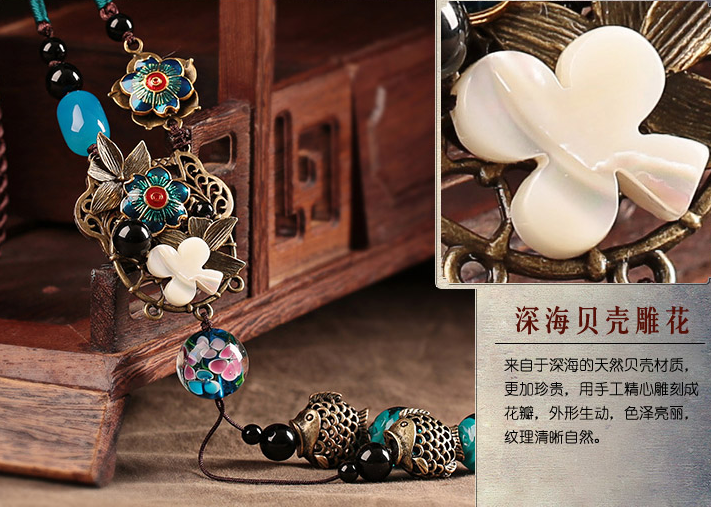 疏影怡芳家佳樂文學(xué)毛衣鏈復(fù)古藍(lán)色項(xiàng)鏈