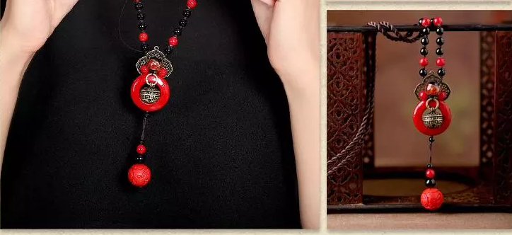 赤子心家佳樂(lè)文學(xué)項(xiàng)鏈復(fù)古紅色吊墜毛衣鏈