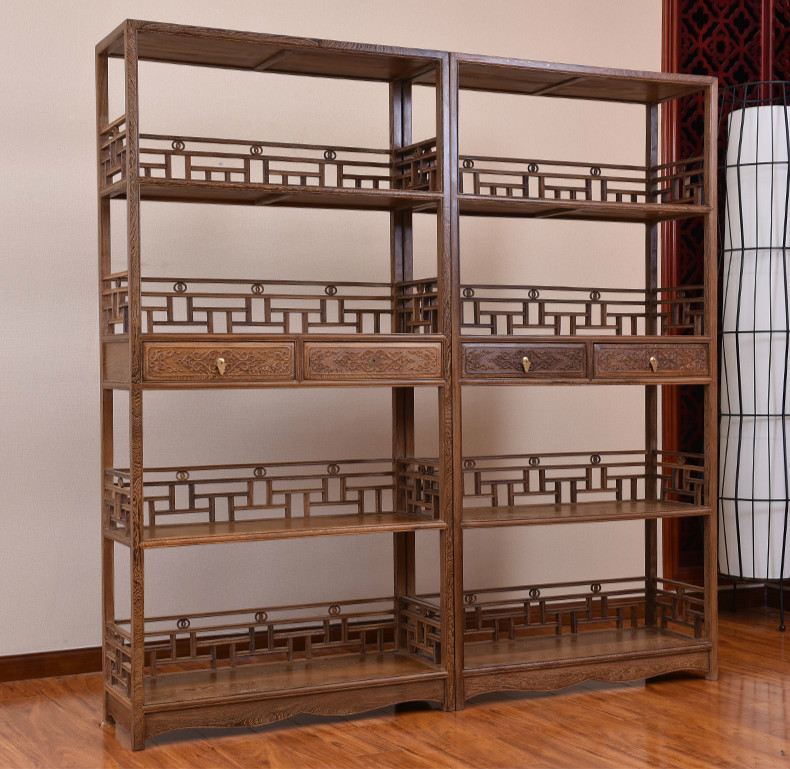 簡約大氣實木博古架，雞翅木新中式仿古博古架