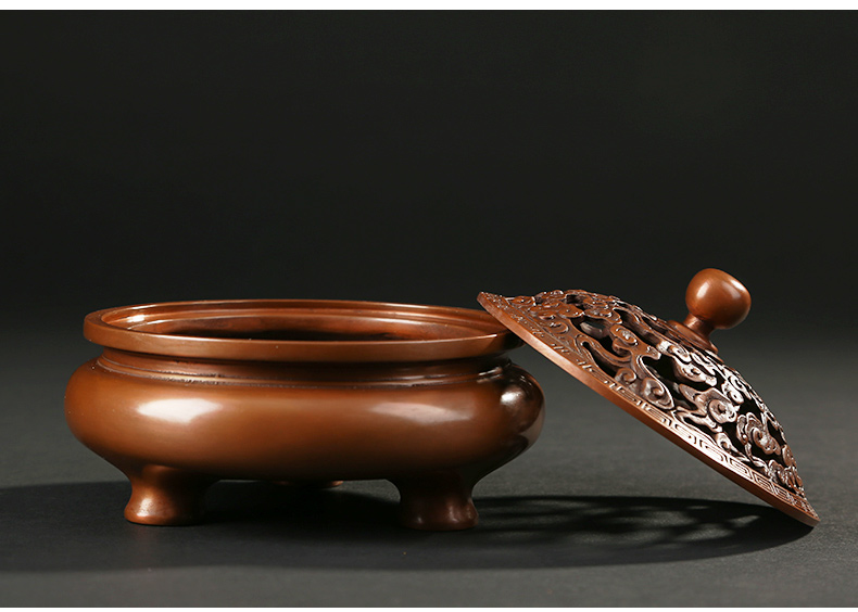 鏤空云紋熏香爐，仿古紫銅鏤空香爐