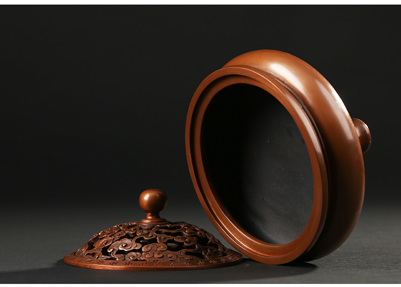 鏤空云紋熏香爐，仿古紫銅鏤空香爐