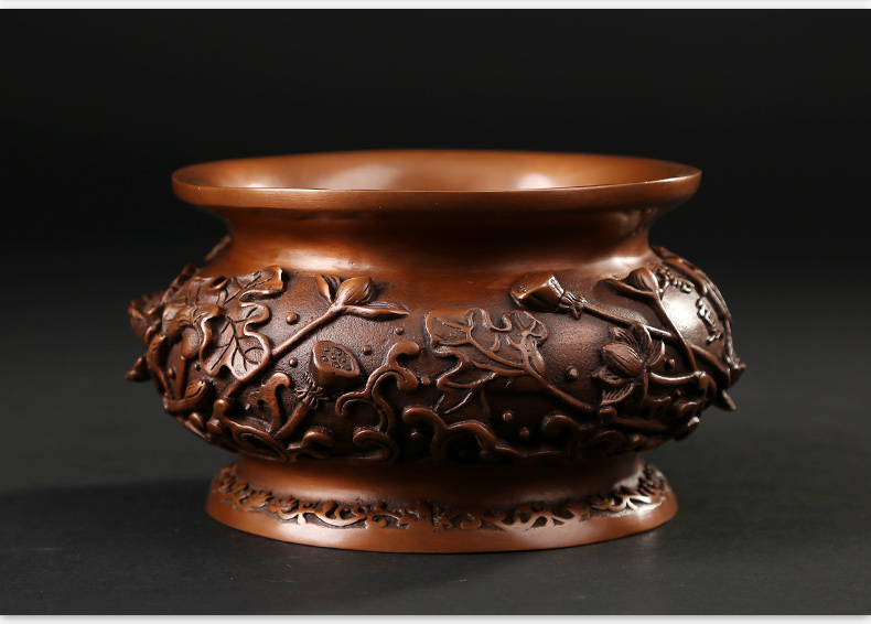 蓮花荷葉雕花香爐，仿古供佛熏香爐
