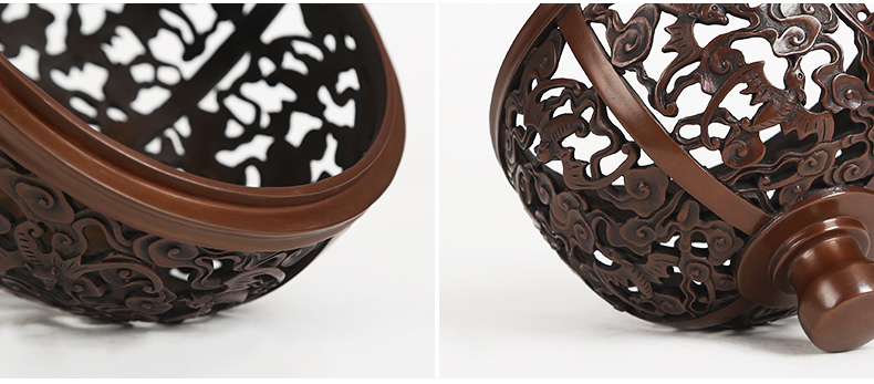 云浮紋如意鏤空香爐，仿古蝙蝠祥云銅香爐