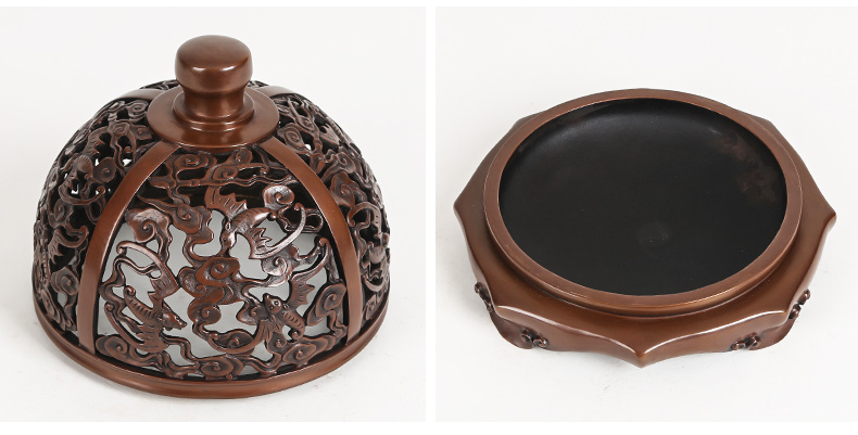 云浮紋如意鏤空香爐，仿古蝙蝠祥云銅香爐