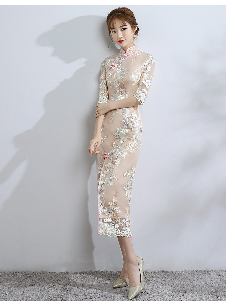 小清新蕾絲旗袍，改良時尚魚尾旗袍裙