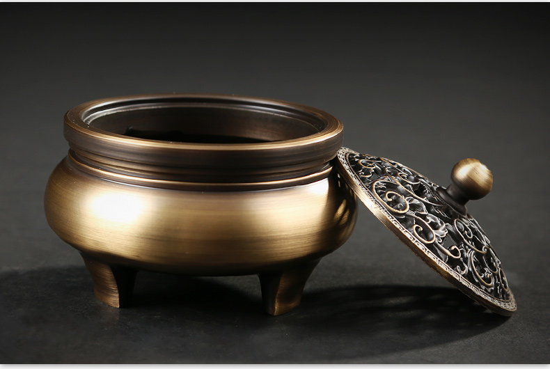 三足藤花熏香爐，拉絲仿古香爐