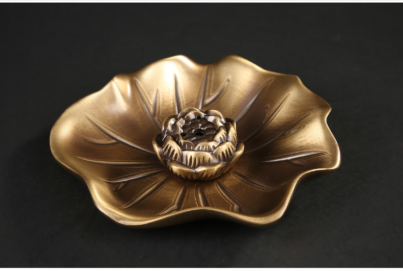 蓮花荷葉香插，仿古色無(wú)蓋香爐