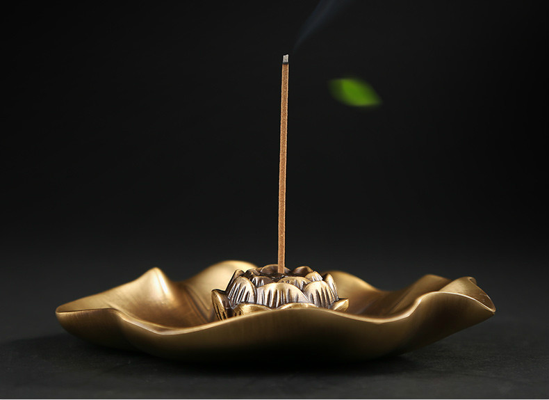 蓮花荷葉香插，仿古色無(wú)蓋香爐