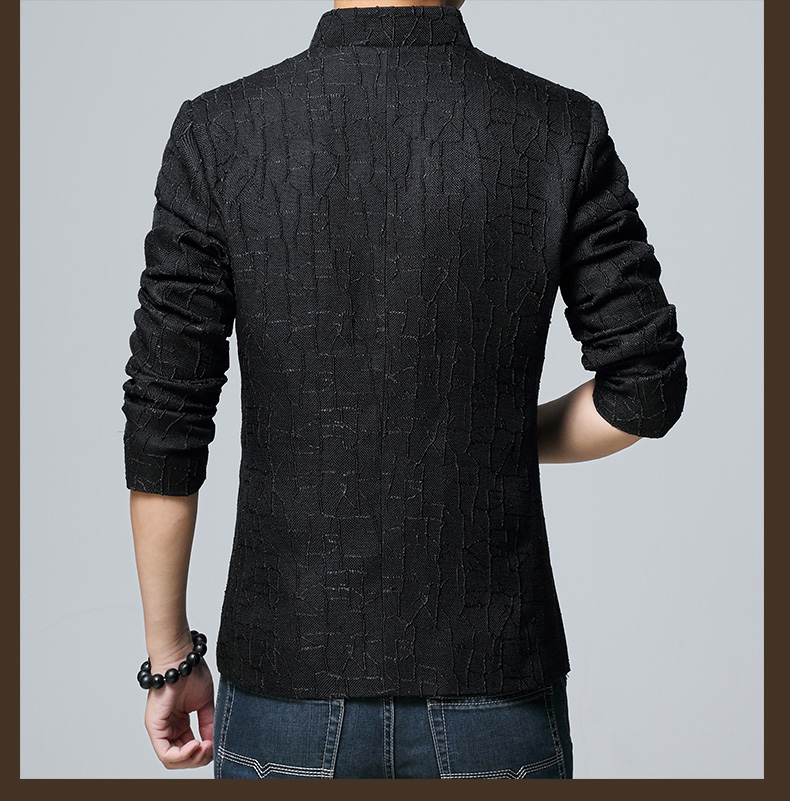 家佳樂文學(xué)盤扣立領(lǐng)修身版外套中山裝