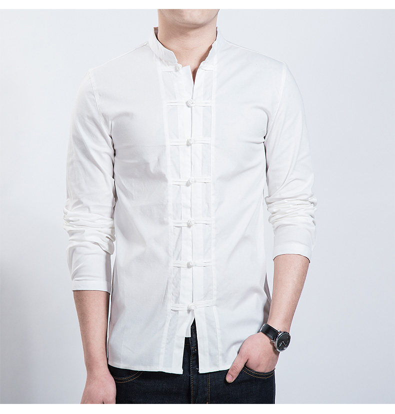 家佳樂(lè)文學(xué)男裝民族風(fēng)盤(pán)扣襯衣男青年中山裝