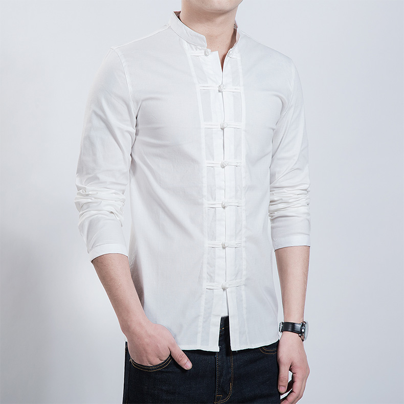 家佳樂(lè)文學(xué)男裝民族風(fēng)盤(pán)扣襯衣男青年中山裝