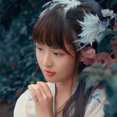 淺藍(lán)漢服小清新頭像，唯美古風(fēng)女生真人頭像