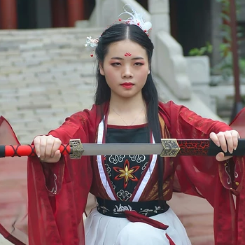 霸氣紅衣女子帶劍頭像，唯美古風(fēng)女子真人頭像